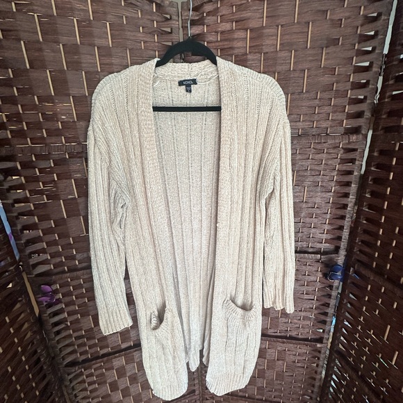 Cozy Cream/Light Pink Open-Front Cardigan Sweater - Picture 1 of 5